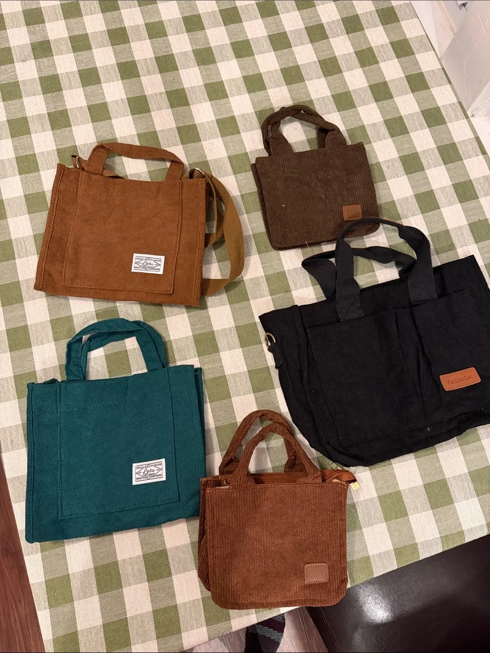 Canvas Tote Bag lot - Brown/Teal/Black Options
